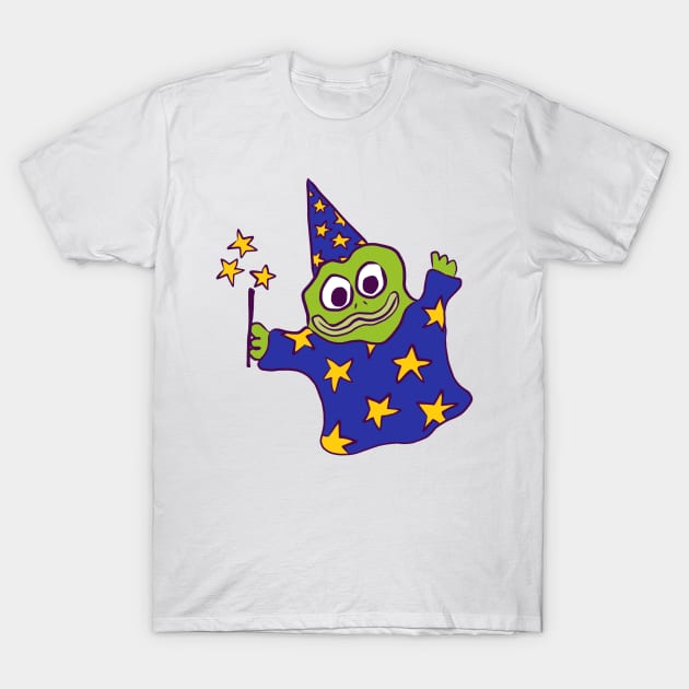 Froggy Wizard (blue) T-Shirt by josierichey